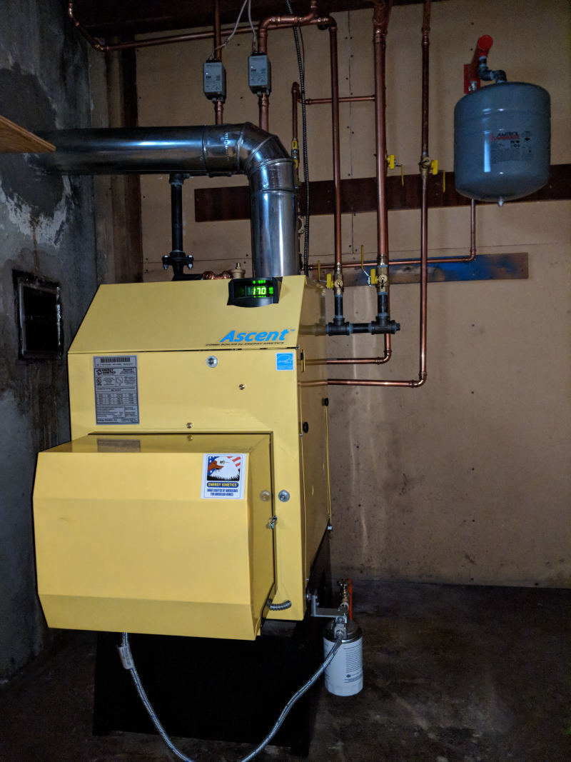 Energy Kinetics Ascent Combi boiler installed with copper piping