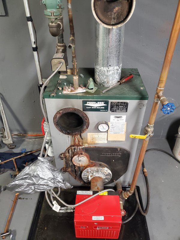 Peerless cast iron boiler with the tankless coil removed