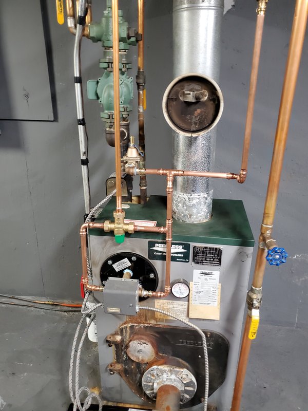 Peerless boiler after tankless coil replacement and mixing valve install