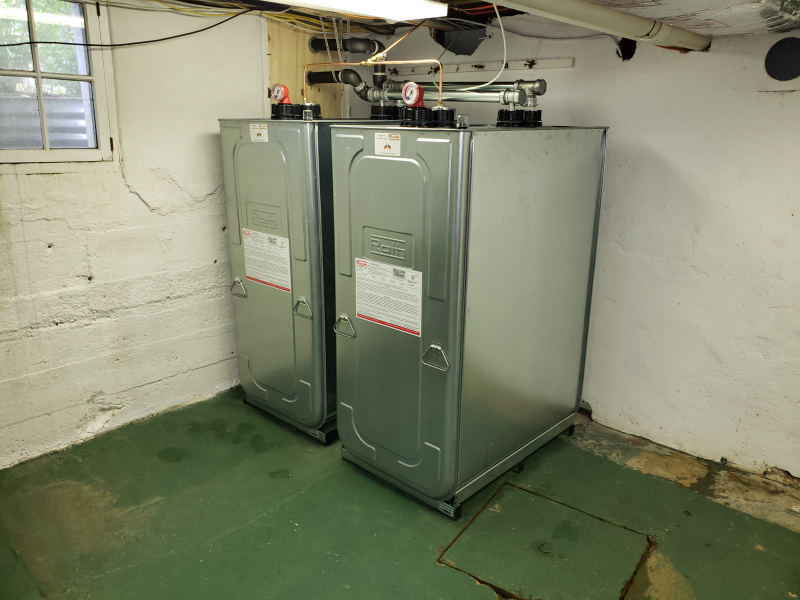 Dual Roth double-wall oil tanks installed in a Long Island home